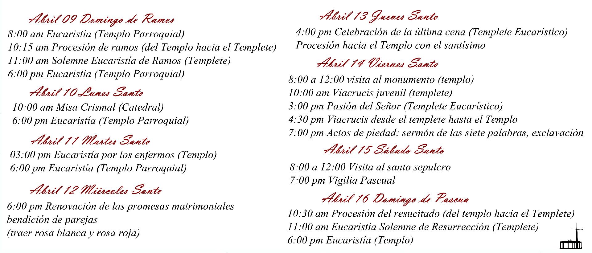 programa semana santa 2017